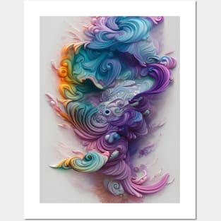 Wavy Rainbow Pastels AI Art Posters and Art